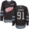 Detroit Red Wings #91 Sergei Fedorov Musta 1917-2017 100th Vuosipäivä Ommeltu NHL Paita – Miesten