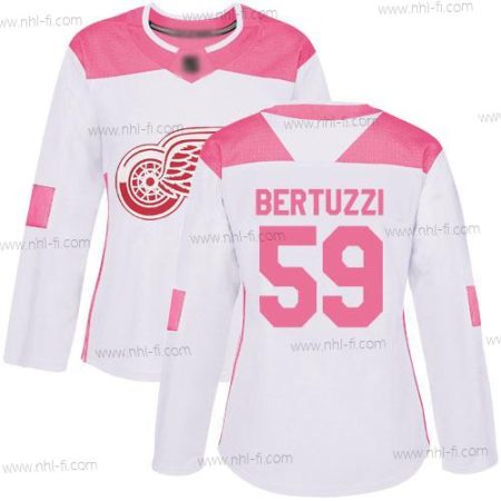 Detroit Red Wings Aito #59 Tyler Bertuzzi Valkoinen Pinkki Paita – Naisten