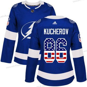 Didas Tampa Bay Lightning #86 Nikita Kucherov Sininen Kotiottelu Aito USA Flag Ommeltu NHL Paita – Naisten