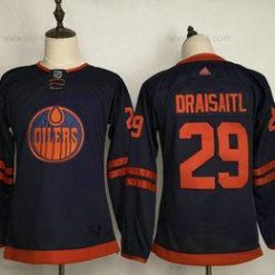 Edmonton Oilers #29 Leon Draisaitl Laivastonsininen Sininen 50Th Vuosipäivä Ommeltu NHL Paita – Nuoret