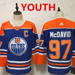 Edmonton Oilers #97 Connor Mcdavid Royal Sininen With Oranssi Kotiottelu Jääkiekko Ommeltu NHL Paita – Nuoret