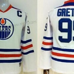 Edmonton Oilers #99 Wayne Gretzky Valkoinen Retro CCM Paita – Lasten