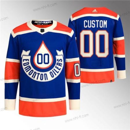 Edmonton Oilers Räätälöidyt 2023 Royal Sininen Oranssi Heritage Klassinen Primegreen Ommeltu Paita – Miesten