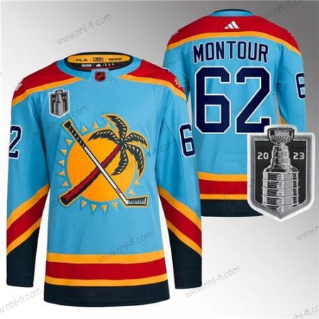 Florida Panthers #62 Brandon Montour Sininen 2023 Stanley Cup Final Käänteinen Retro Ommeltu Paita – Miesten