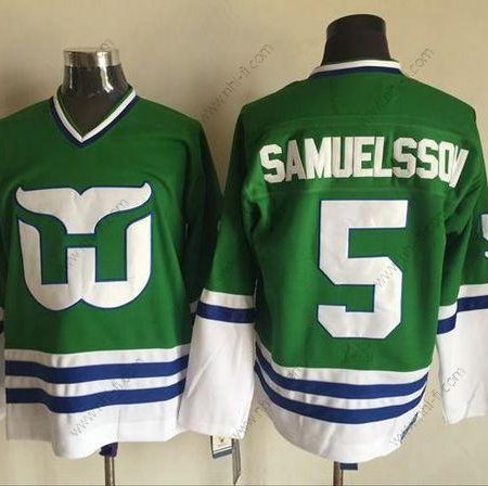 Hartford Whalers #5 Ulf Samuelsson Vihreä CCM Retro Ommeltu NHL Paita – Miesten