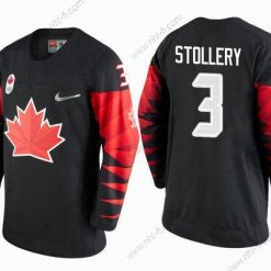 Kanada Maajoukkue #3 Karl Stollery Musta 2018 Talvi Olympics Paita – Miesten