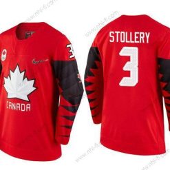 Kanada Maajoukkue #3 Karl Stollery Punainen 2018 Talvi Olympics Paita – Miesten