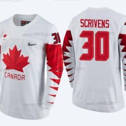 Kanada Maajoukkue #30 Ben Scrivens Valkoinen 2018 Talvi Olympics Paita – Miesten