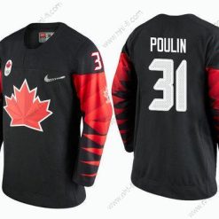 Kanada Maajoukkue #31 Kevin Poulin Musta 2018 Talvi Olympics Paita – Miesten