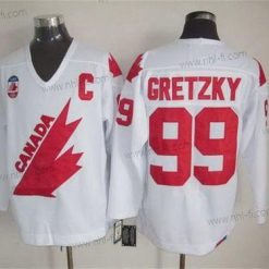 Kanadan maajoukkue #99 Wayne Gretzky 1991 Olympic Valkoinen CCM Vintage Paita – Miesten