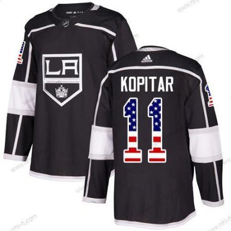 Los Angeles Kings #11 Anze Kopitar Musta Kotiottelu Aito USA Flag Ommeltu NHL Paita – Nuoret