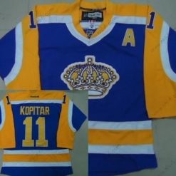 Los Angeles Kings #11 Anze Kopitar Violetti With Keltainen Paita – Miesten