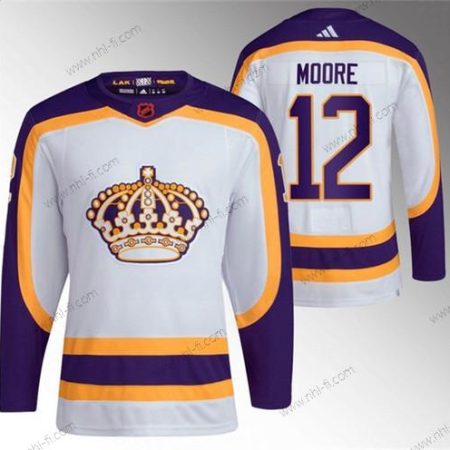 Los Angeles Kings #12 Trevor Moore Valkoinen 2022 Käänteinen Retro Ommeltu Paita – Miesten