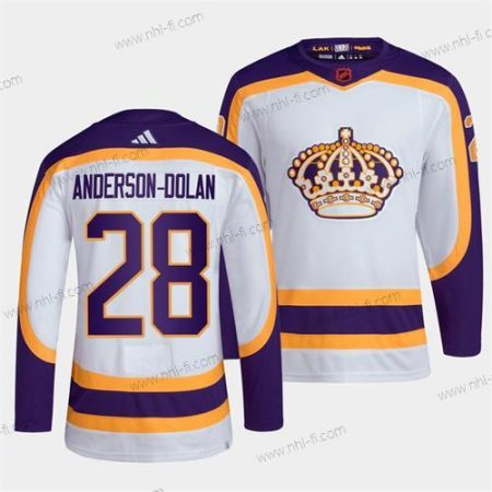 Los Angeles Kings #28 Jaret Anderson-Dolan Valkoinen 2022 Käänteinen Retro Ommeltu Paita – Miesten