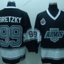 Los Angeles Kings #99 Wayne Gretzky Musta Throwack CCM Paita – Miesten