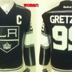 Los Angeles Kings #99 Wayne Gretzky Reebok Musta Jääkiekko Paita – Naisten