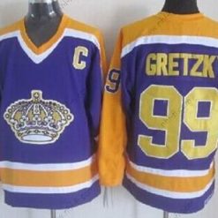 Los Angeles Kings #99 Wayne Gretzky Violetti With Keltainen Retro CCM Paita – Miesten