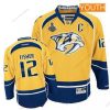 Miesten Nashville Predators #12 Mike Fisher Keltainen 2017 Stanley Cup Finals C Patch Ommeltu NHL Reebok Jääkiekko Paita – Nuoret