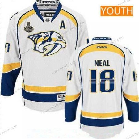 Miesten Nashville Predators #18 James Neal Valkoinen 2017 Stanley Cup Finals A Patch Ommeltu NHL Reebok Jääkiekko Paita – Nuoret