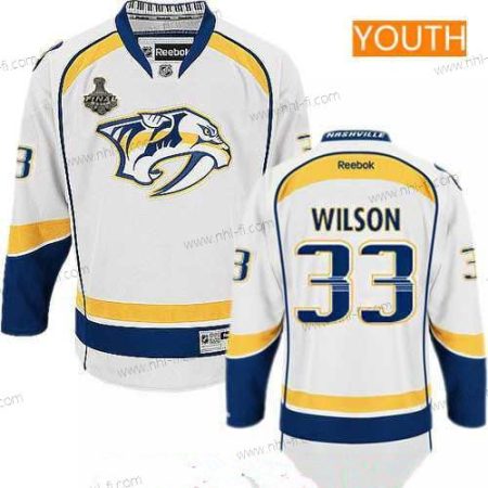 Miesten Nashville Predators #33 Colin Wilson Valkoinen 2017 Stanley Cup Finals Patch Ommeltu NHL Reebok Jääkiekko Paita – Nuoret