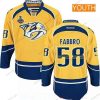 Miesten Nashville Predators #58 Dante Fabbro Keltainen 2017 Stanley Cup Finals Patch Ommeltu NHL Reebok Jääkiekko Paita – Nuoret