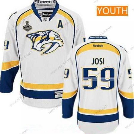 Miesten Nashville Predators #59 Roman Josi Valkoinen 2017 Stanley Cup Finals A Patch Ommeltu NHL Reebok Jääkiekko Paita – Nuoret