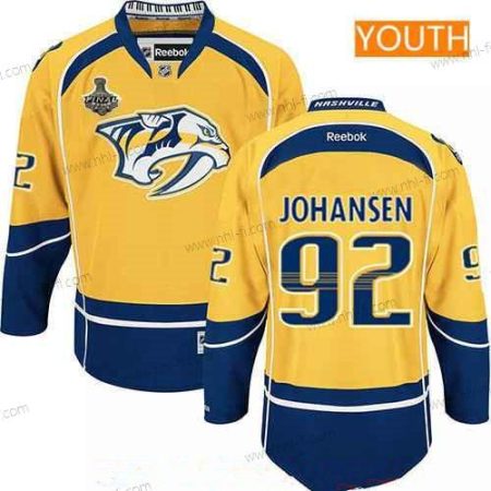 Miesten Nashville Predators #92 Ryan Johansen Keltainen 2017 Stanley Cup Finals Patch Ommeltu NHL Reebok Jääkiekko Paita – Nuoret