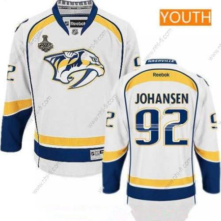 Miesten Nashville Predators #92 Ryan Johansen Valkoinen 2017 Stanley Cup Finals Patch Ommeltu NHL Reebok Jääkiekko Paita – Nuoret