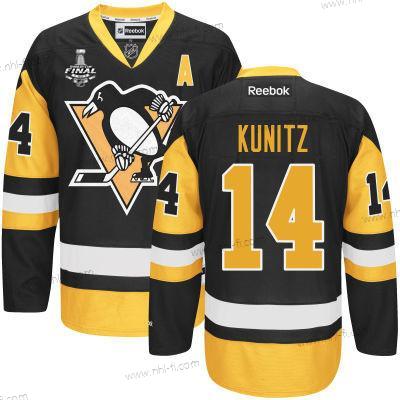 Miesten Pittsburgh Penguins #14 Chris Kunitz Musta With Kulta 2017 Stanley Cup NHL Finals A Patch Paita – Nuoret