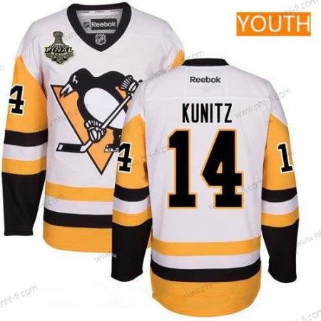 Miesten Pittsburgh Penguins #14 Chris Kunitz Valkoinen Vieras 2017 Stanley Cup Finals Patch Ommeltu NHL Reebok Jääkiekko Paita – Nuoret