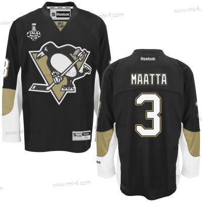 Miesten Pittsburgh Penguins #3 Olli Maatta Musta Kotiottelu 2017 Stanley Cup NHL Finals Patch Paita – Nuoret