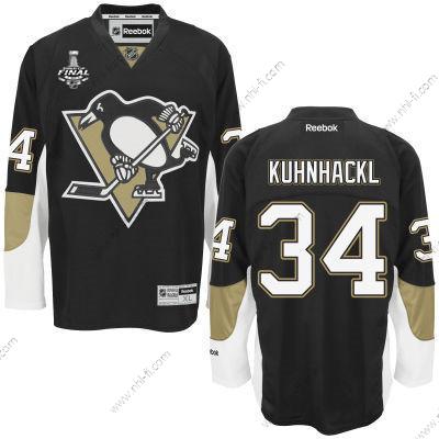 Miesten Pittsburgh Penguins #34 Tom Kuhnhackl Musta Kotiottelu 2017 Stanley Cup NHL Finals Patch Paita – Nuoret