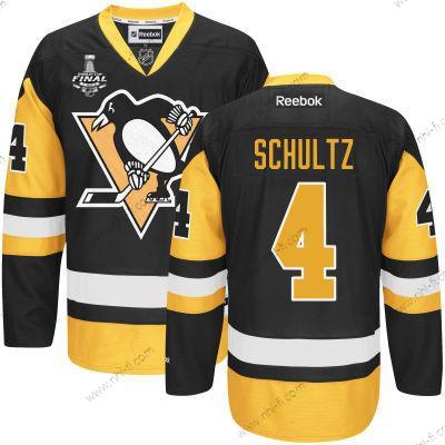 Miesten Pittsburgh Penguins #4 Justin Schultz Musta With Kulta 2017 Stanley Cup NHL Finals Patch Paita – Nuoret