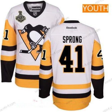 Miesten Pittsburgh Penguins #41 Daniel Sprong Valkoinen Vieras 2017 Stanley Cup Finals Patch Ommeltu NHL Reebok Jääkiekko Paita – Nuoret