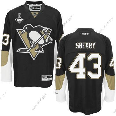 Miesten Pittsburgh Penguins #43 Conor Sheary Musta Kotiottelu 2017 Stanley Cup NHL Finals Patch Paita – Nuoret