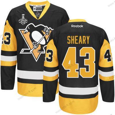 Miesten Pittsburgh Penguins #43 Conor Sheary Musta With Kulta 2017 Stanley Cup NHL Finals Patch Paita – Nuoret