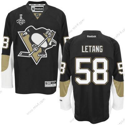 Miesten Pittsburgh Penguins #58 Kris Letang Musta Kotiottelu 2017 Stanley Cup NHL Finals Patch Paita – Nuoret