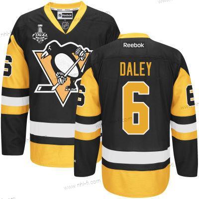 Miesten Pittsburgh Penguins #6 Trevor Daley Musta With Kulta 2017 Stanley Cup NHL Finals Patch Paita – Nuoret