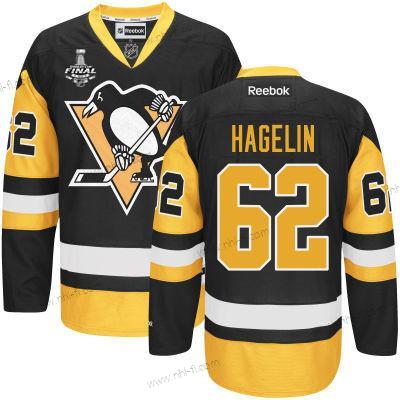 Miesten Pittsburgh Penguins #62 Carl Hagelin Musta With Kulta 2017 Stanley Cup NHL Finals Patch Paita – Nuoret