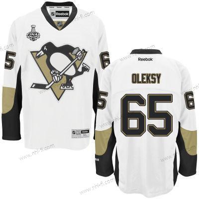 Miesten Pittsburgh Penguins #65 Steve Oleksy Valkoinen Kolmas 2017 Stanley Cup NHL Finals Patch Paita – Nuoret