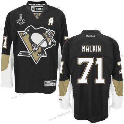 Miesten Pittsburgh Penguins #71 Evgeni Malkin Musta Kotiottelu 2017 Stanley Cup NHL Finals A Patch Paita – Nuoret