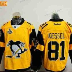 Miesten Pittsburgh Penguins #81 Phil Kessel Keltainen Stadium Series 2017 Stanley Cup Finals Patch Ommeltu NHL Reebok Jääkiekko Paita – Nuoret