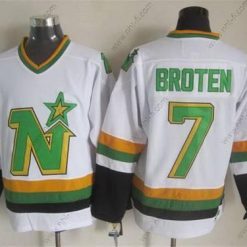 Minnesota North Dallas Stars #7 Neal Broten 1988-89 Valkoinen CCM Vintage Paita – Miesten