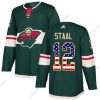 Minnesota Wild #12 Eric Staal Vihreä Kotiottelu Aito USA Flag Ommeltu NHL Paita – Nuoret