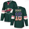 Minnesota Wild #16 Jason Zucker Vihreä Kotiottelu Aito USA Flag Ommeltu NHL Paita – Nuoret