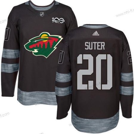 Minnesota Wild #20 Ryan Suter Musta 1917-2017 100th Vuosipäivä Ommeltu NHL Paita – Miesten