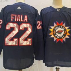 Minnesota Wild #22 Kevin Fiala 2022 Laivastonsininen Native Amerikkan Heritage Day Ommeltu Paita – Miesten