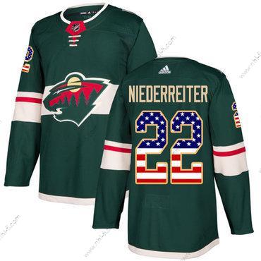 Minnesota Wild #22 Nino Niederreiter Vihreä Kotiottelu Aito USA Flag Ommeltu NHL Paita – Nuoret