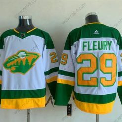 Minnesota Wild #29 Marc-Andre Fleury Valkoinen Vihreä Ommeltu Paita – Miesten