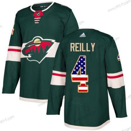 Minnesota Wild #4 Mike Reilly Vihreä Kotiottelu Aito USA Flag Ommeltu NHL Paita – Nuoret